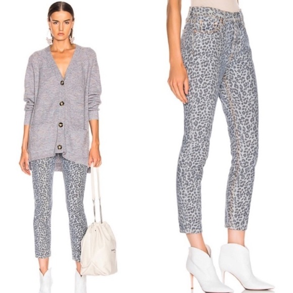 Grlfrnd Karolina High Rise Jeans Wildcat Leopard Size 24 V2 - Picture 1 of 10